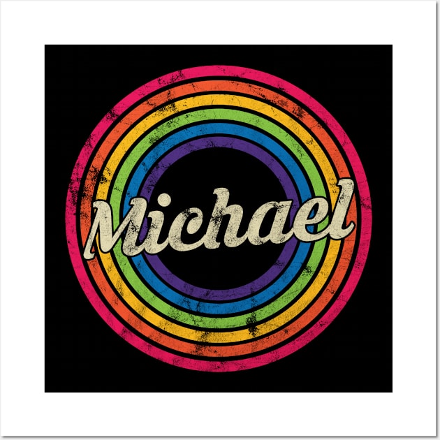 Michael - Retro Rainbow Faded-Style Wall Art by MaydenArt